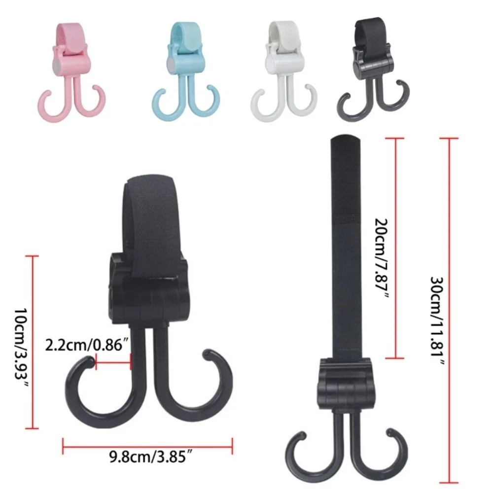 Useful Electric Double Hook Solid Color Fall Prevention Clasp Loop Hanging Buckle 360 Rotatable Stroller Hook Electric Vehicle