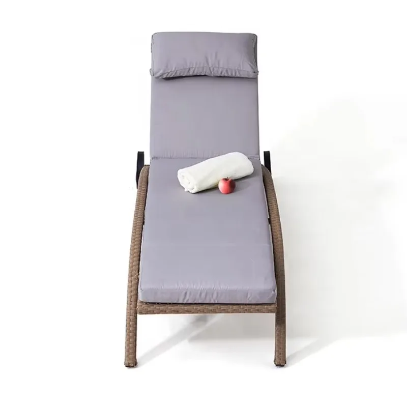 

Poolside Furniture Patio Aluminium Sunbed Chaise Outdoor Wicker Chair PE Rattan Design Product Sun r Garden Outdoor