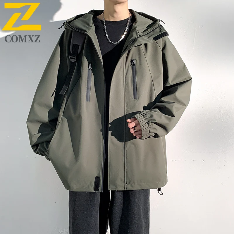 

Men's Waterproof Jacket 2025 Hooded Windproof Breathable Raincoat Lightweight Hiking Camping Fishing Outdoor Work Windbreaker