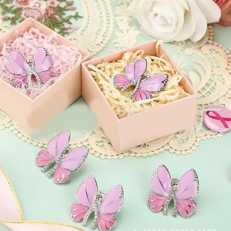 652Fอย่างเป็นทางการมะเร็งเต้านมให้ความรู้Lapel PinsสีชมพูHopeริบบิ้นเข็มกลัดสำหรับผู้หญิงหญิง,Charity PublicและSocial Event