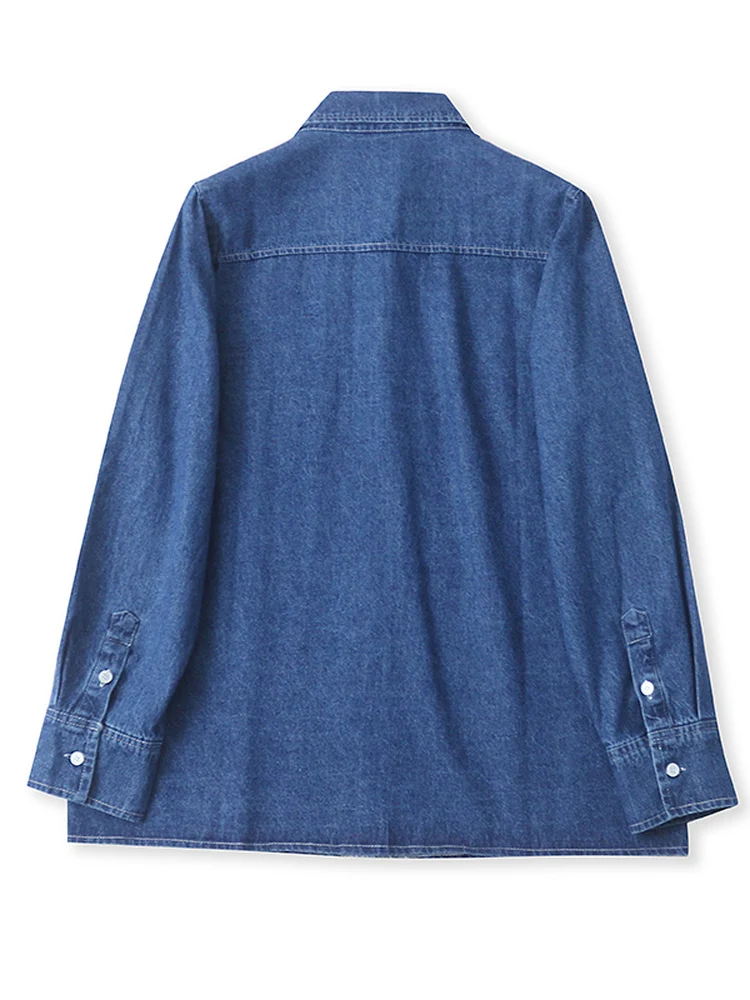 

Loose Casual Long Sve Denim irt Large Size Turn-down Collar Spring Autumn New Sle Women's Versatile Top Breathable