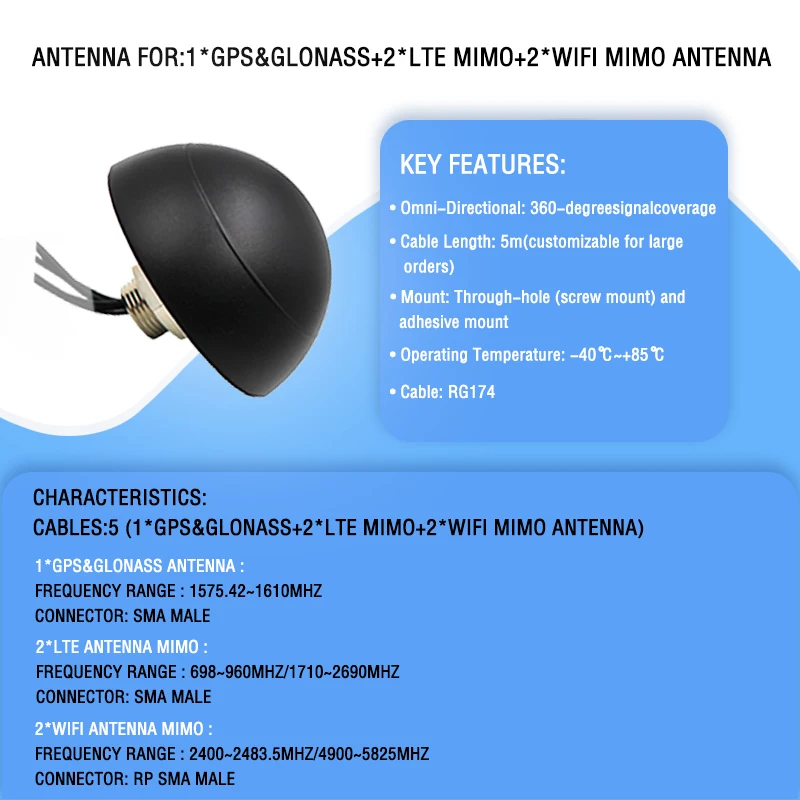 Antena WIFI MIMO de velocidad rápida Antena GPS de señal MIMO 4G LTE