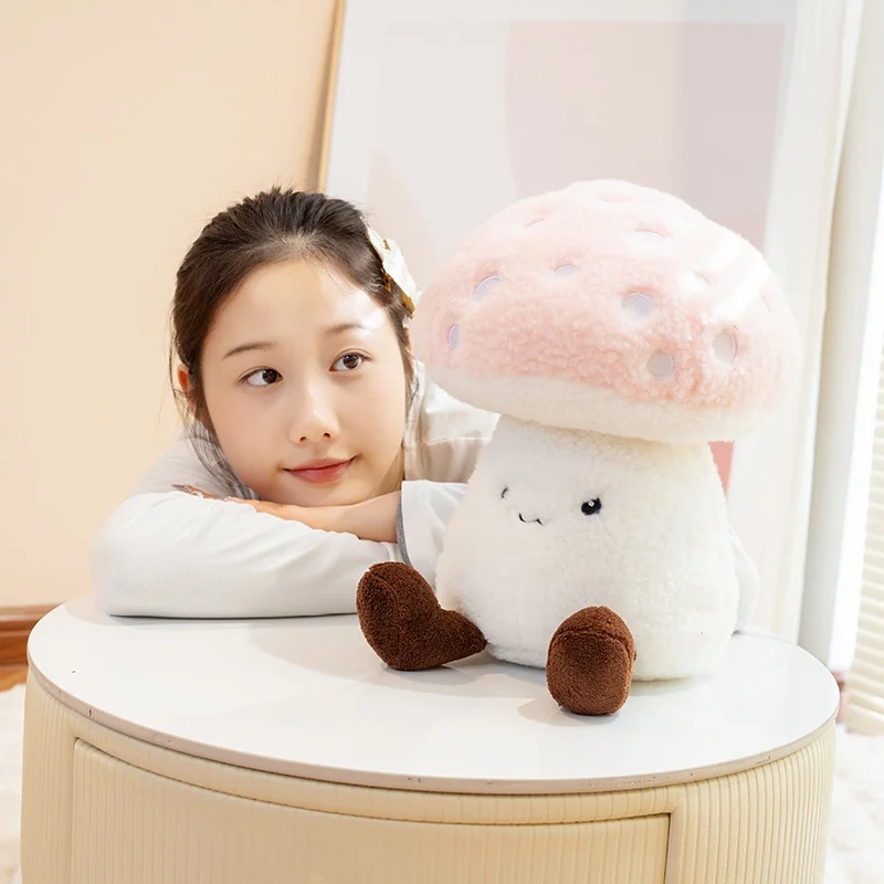 30cm bonito simulado cogumelo brinquedo de pelúcia recheado macio realista planta kawaii cogumelo boneca brinquedos travesseiro para crianças meninas presente
