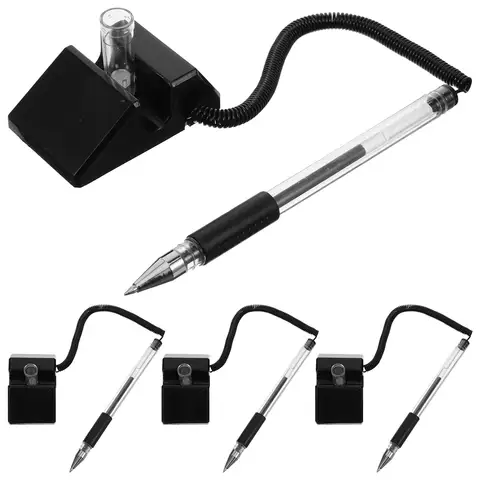 4Pcs Desktop Sign Pens with Stand Vertical Table Fixed Signature Pen for Banks Office Hotel Lobby Guest Book Business Stationery