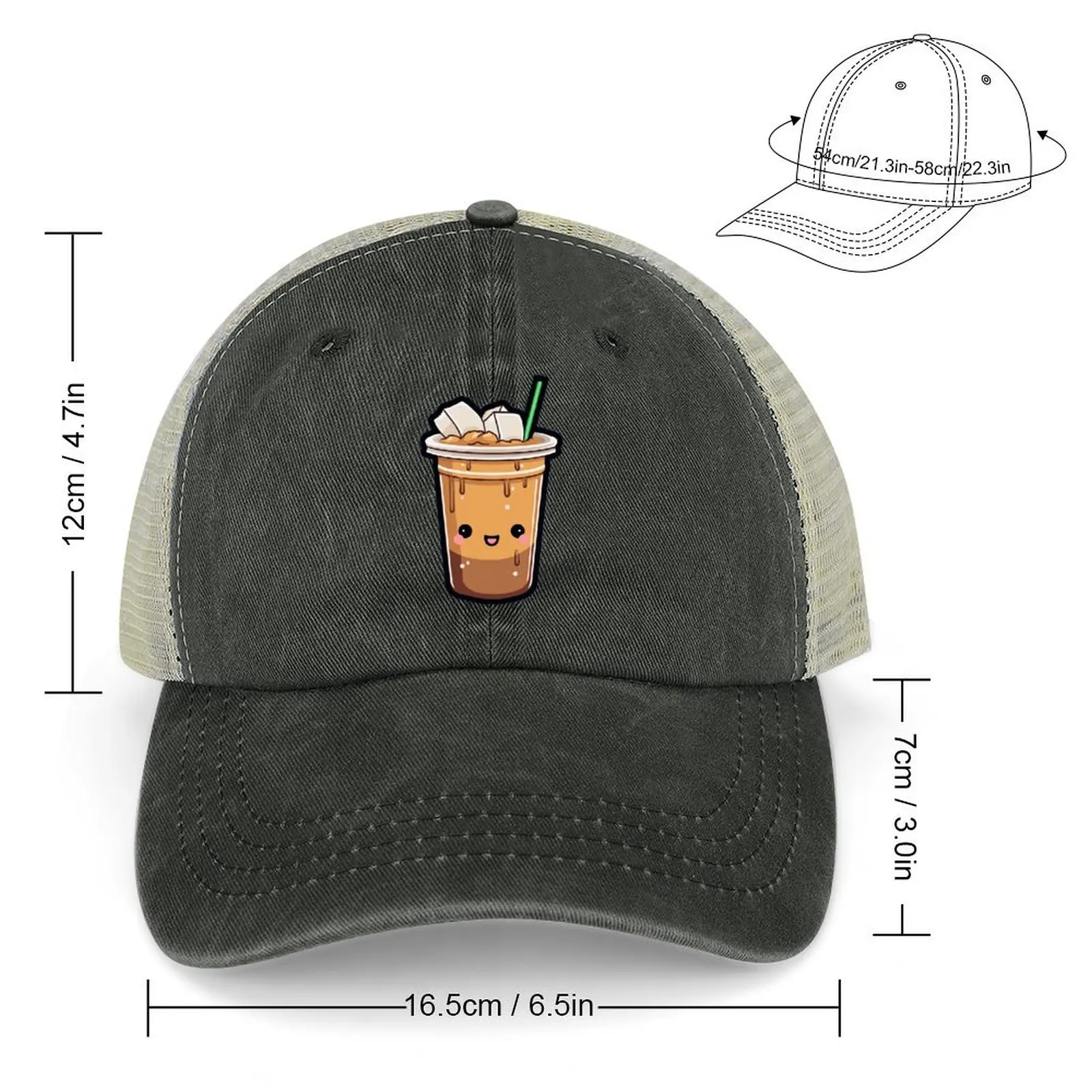 Iced coffee cold brew Cowboy Hat Golf Hat Man hard hat Mens Women's