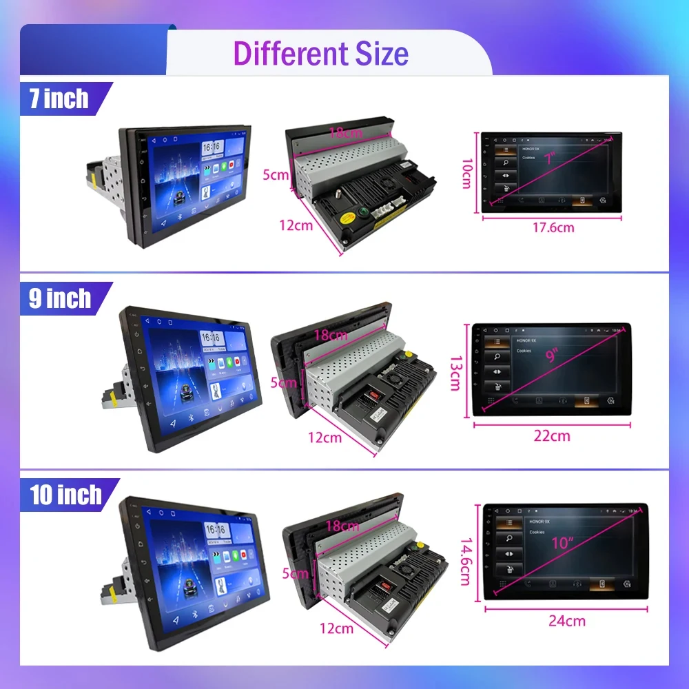 7/9/10 inch Car Radio Universal Single 1 Din 360° Rotatable Car Radio Multimedia Player GPS Navi Automotive Stereo Carplay BT 4G