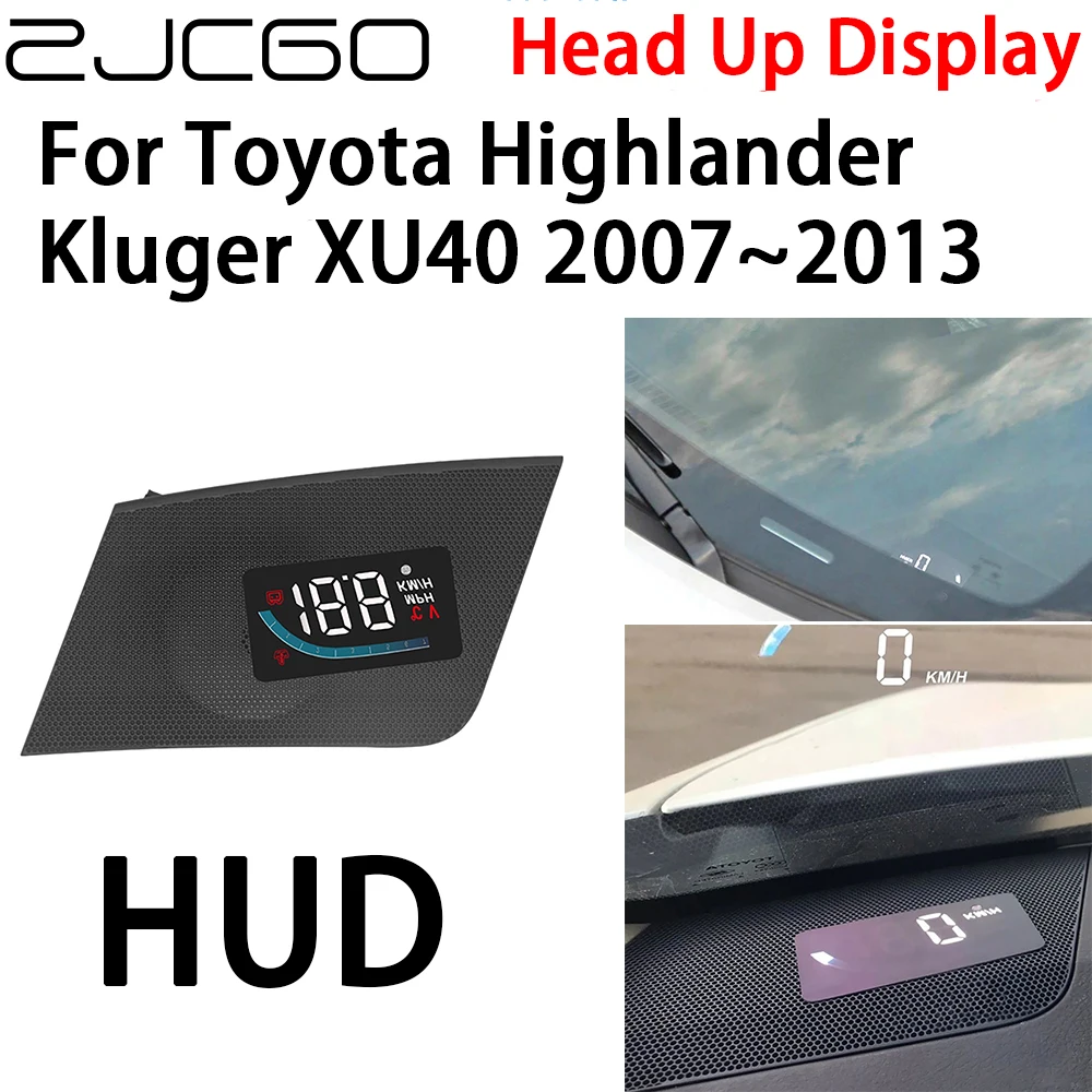 ZJCGO Car HUD Head Up Display Speedometer Projector Alarm Electronic Accessories for Toyota Highlander Kluger XU40 2007~2013