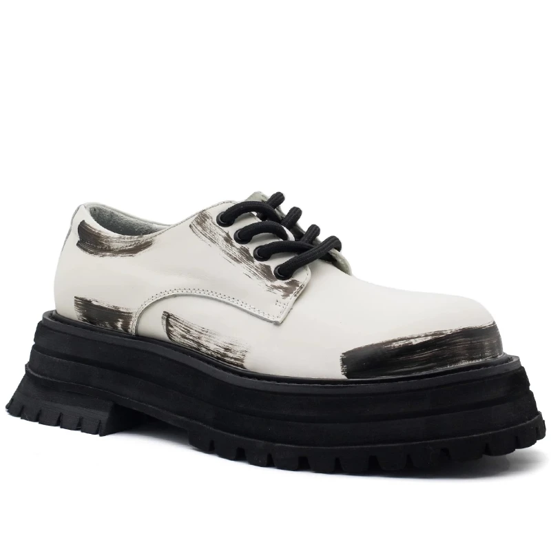 

Белые туфли в стиле ретро, широкая версия, увеличивающие рост, мужские туфли из натуральной кожи на толстой подошве, европейские/американские туфли из воловьей кожи