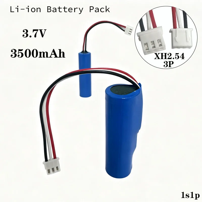 Batería recargable de 3,7 V, 3500mAh, 1S1P, 18650, luz LED para pesca, altavoz Bluetooth, batería de repuesto, Cable enchufable DIY, XH2.54-3P