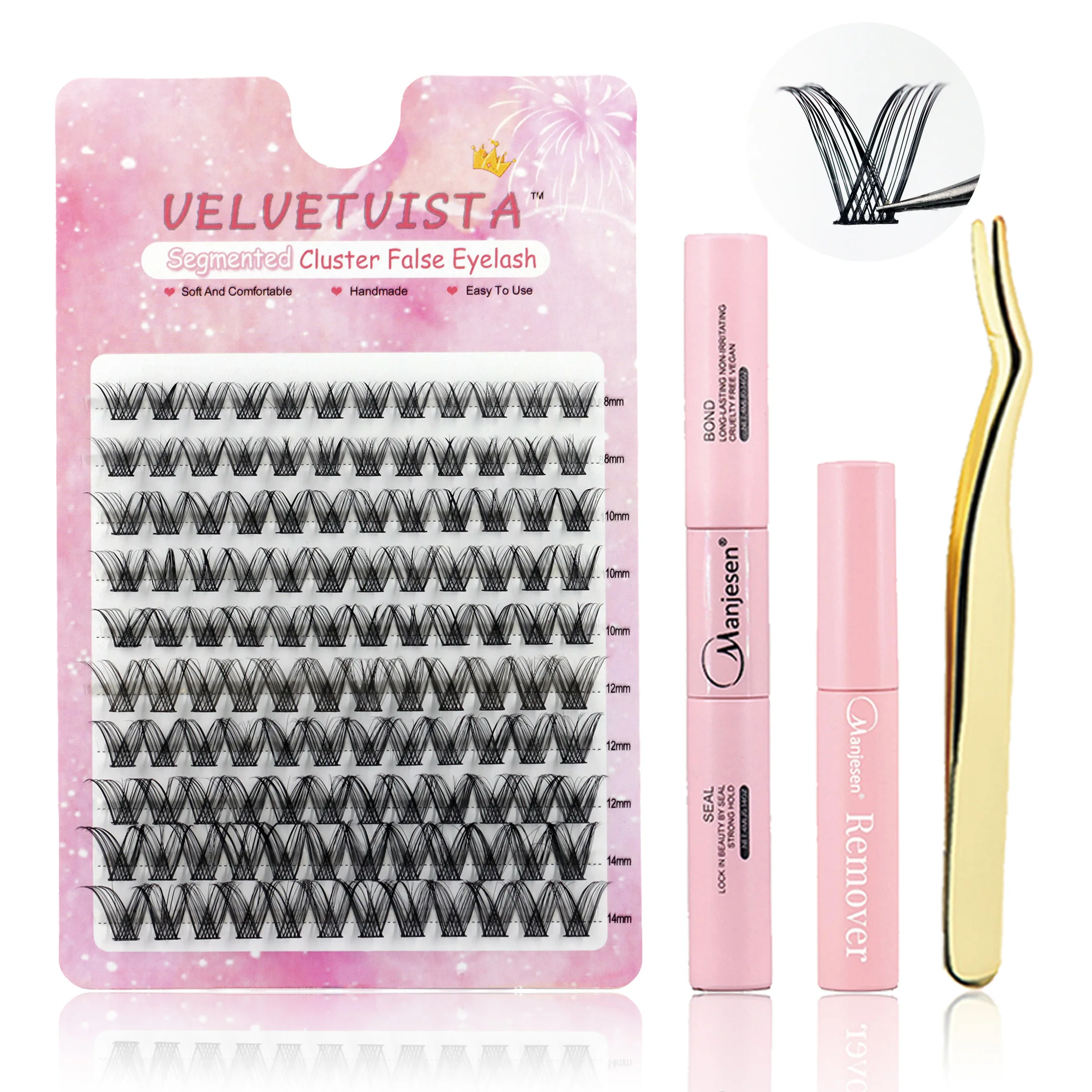 Set trucco fai da te 120 mazzi Lash Bond e Seal applicatore per la rimozione della colla per ciglia Lash Clusters extension ciglia Kit completo