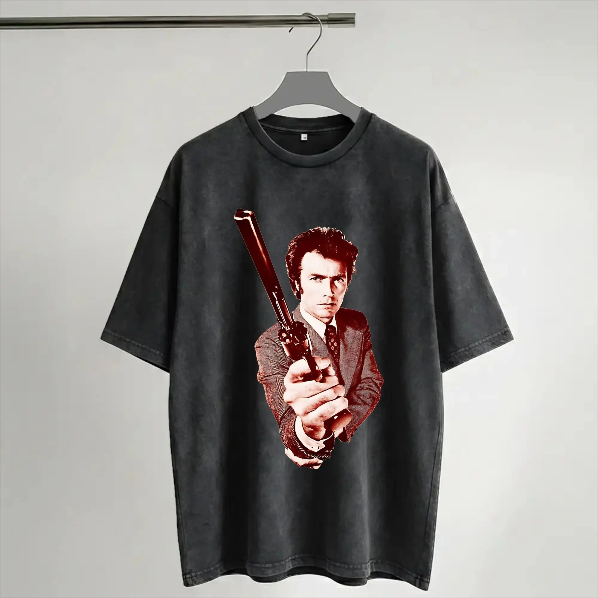 Dirty Harry Clint Eastwood T Shirt Hip Hop Washed Short Sleeve Harajuku T-Shirts  Cool Men Women Streetwear Summer Tops Tees