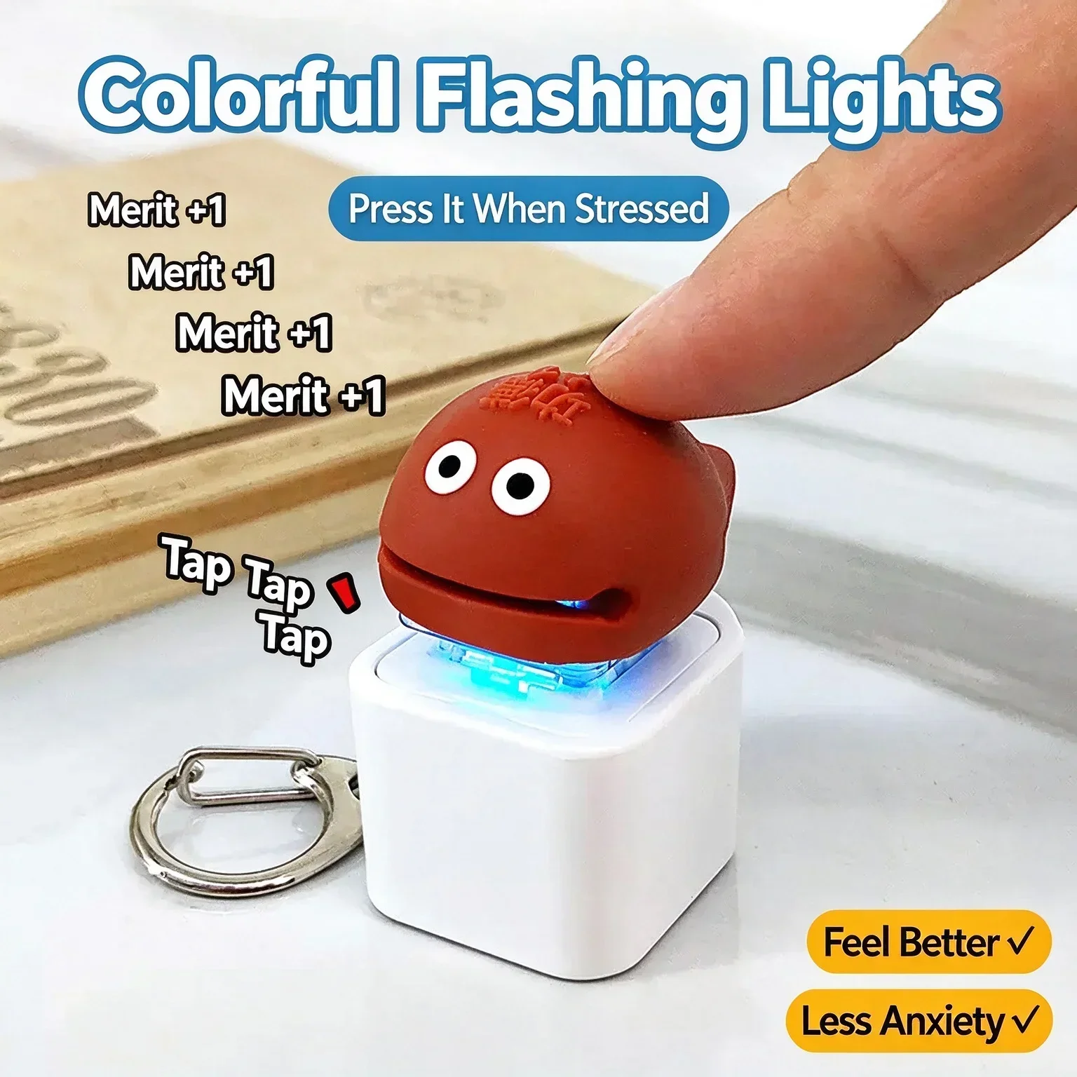 @Hot Wood Fish Keycap Keychain 키캡 ポクポク Keyboard Keycap Clicker Backpack Hanging Pendant Charms Keycap Button Hand Birthday Gifts