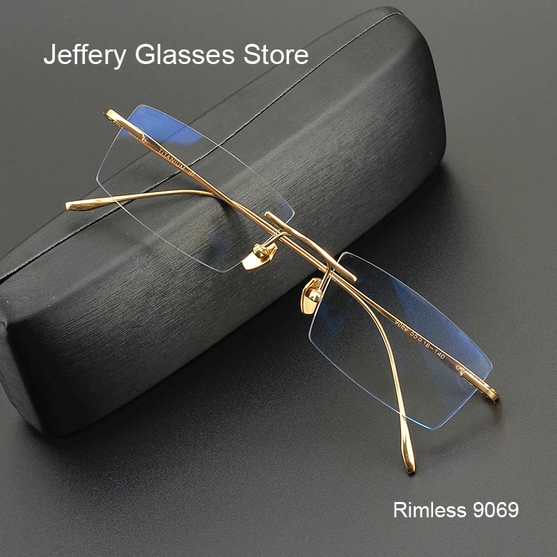 2024 Pure Titanium Ultra-Light Glasses Square Rimless Frame for Men and Women Fashion Business Daily Eyeglasses Eyeware Gafas