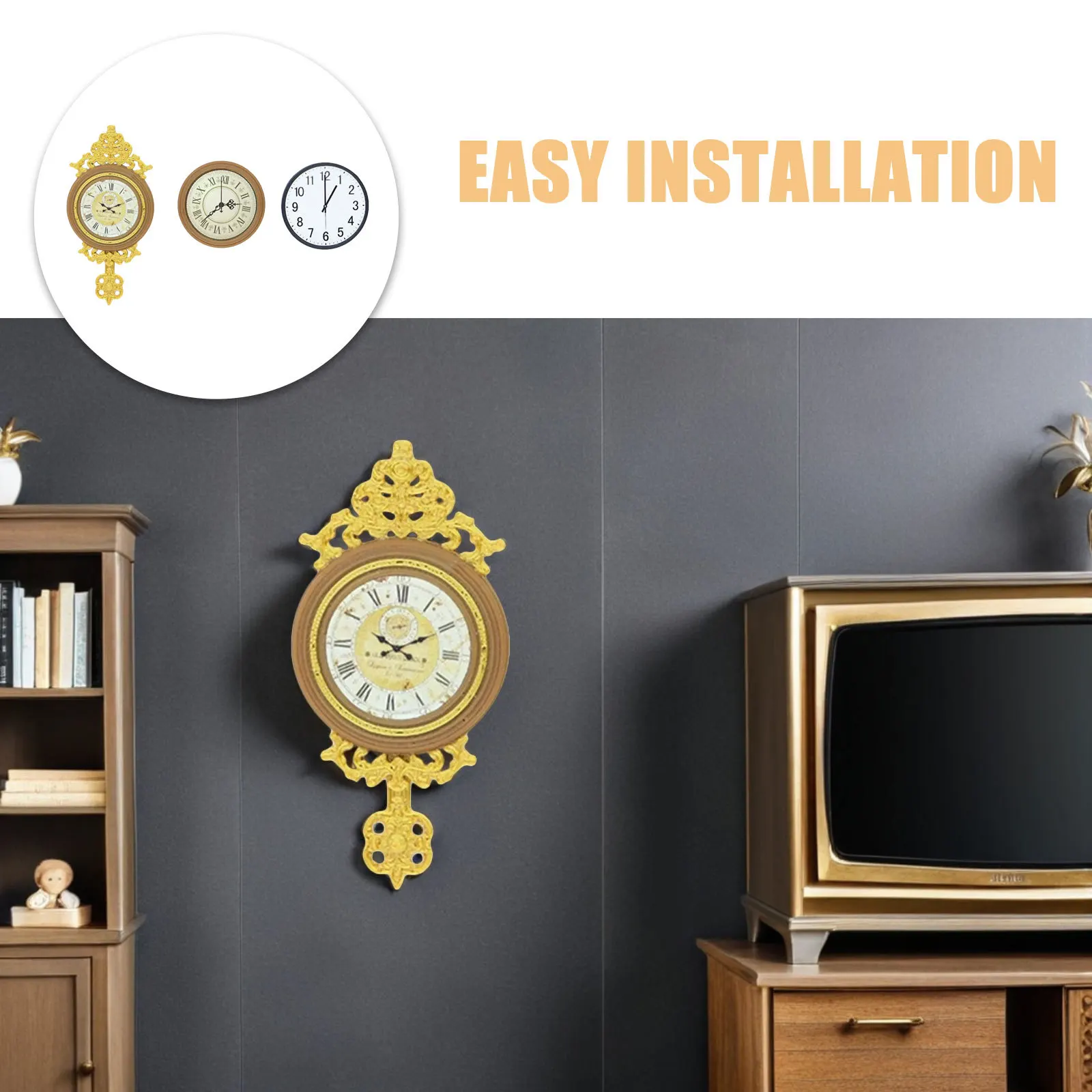 3 stuks retro wandklok decoratieve Romeinse cijfers hangende klok voor poppenhuismeubilair mini-scèneopstelling realistische huissimulatie