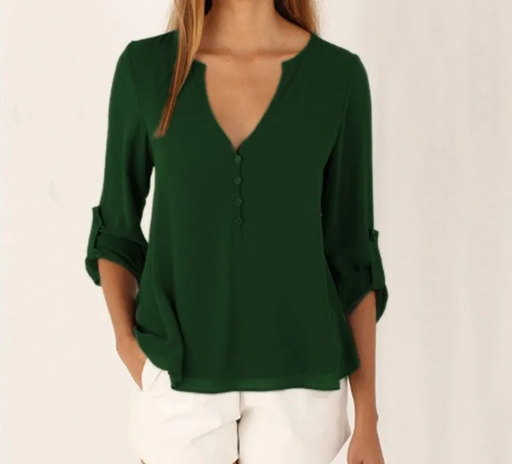 

Faionable Women's T-irt Summer New Arrival Big Size 5XL Color V-ne Long Sve Loose Fit Casual Comfortable Top