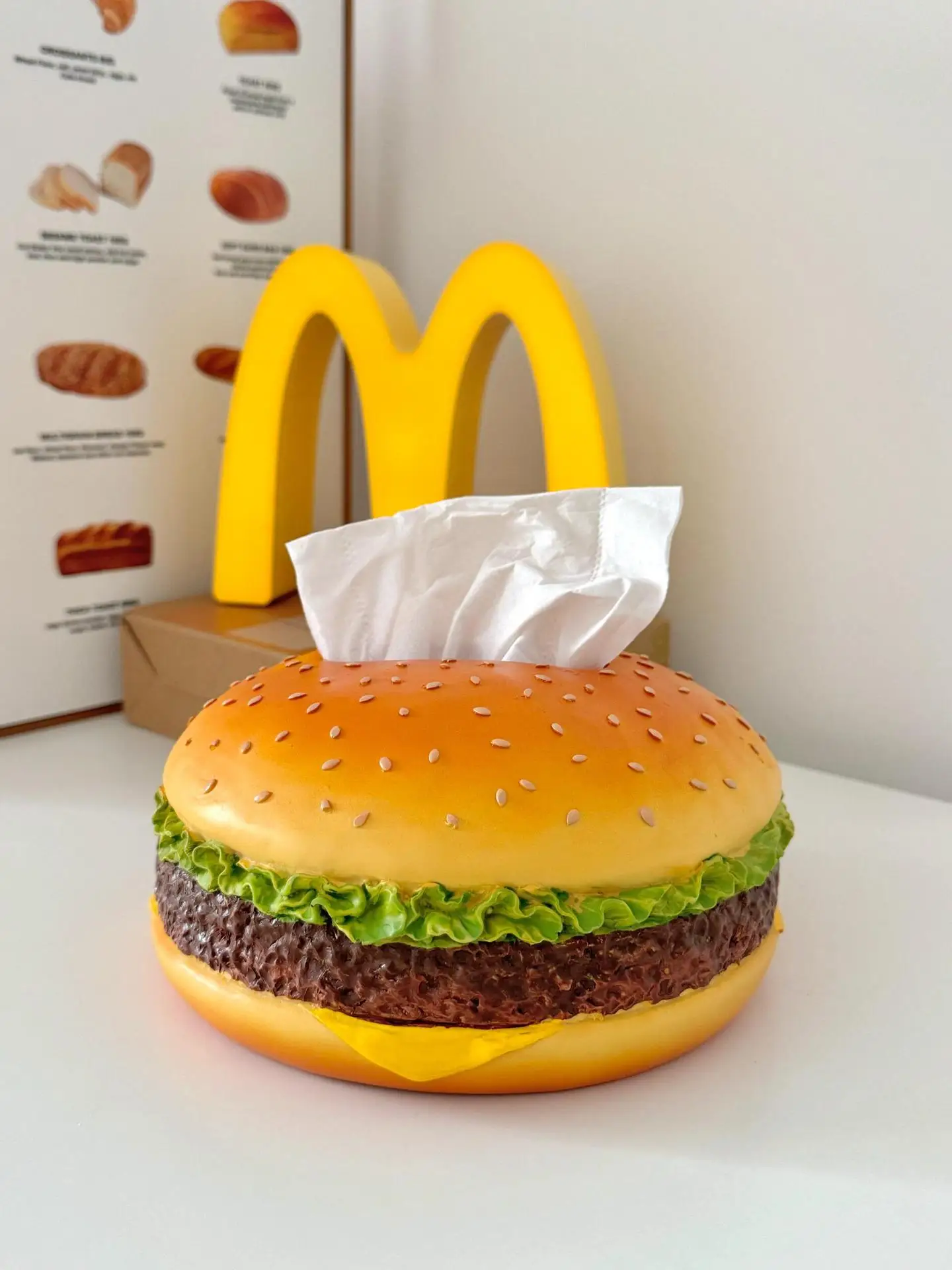 Taschentuchbox im Hamburger-Design, kreativer Kraftpapierhalter für Wohnzimmer, Dekor, lustiges Wohnaccessoire, Retro-Stil, Neuheitsgeschenk – Detail 10