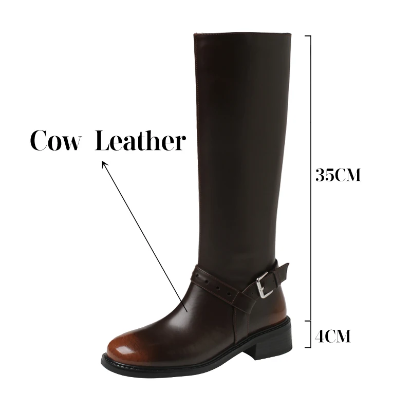 TULING JUN 2023 Winter Women Concise Round Toe Med Heels Fashion Knee High Boots Solid Color Zip Shoes For Female T-D-2285