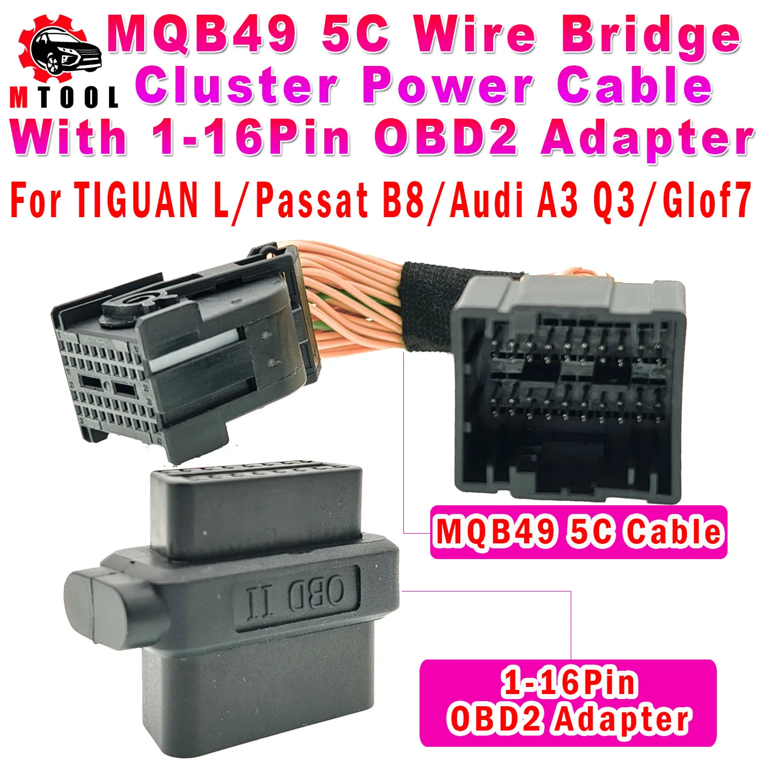 MQB49 5C Cable MQB 49 Smart Key All Key Lost With 1-16Pin OBD2 Adapter For Newer Car for TIGUAN L/ Passat B8/ Audi A3 Q3/ Glof 7