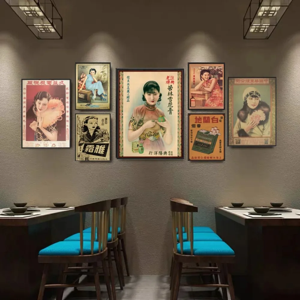 شنغهاي القديمة ريترو مطعم خمر الصين الملصقات صور قماش جدار ديكور فني لوحات لغرفة المعيشة الديكور #5