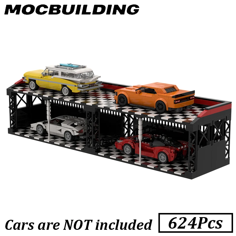 Car Garage Display Stand for Speed Champion MOC Building Blocks Brick Construction Toys Gift for Kids