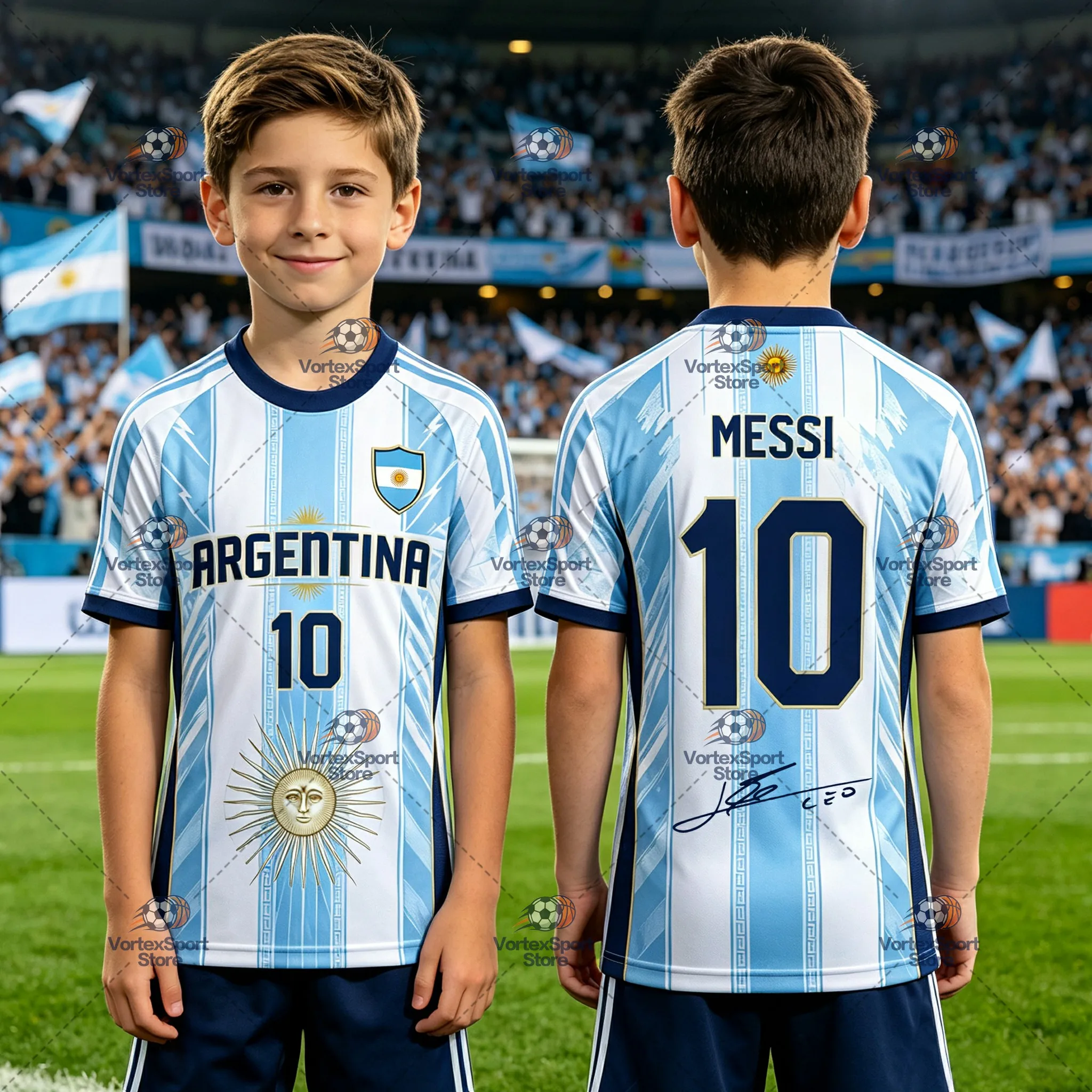 Argentinien, Kinder, Messi, Nr. 10, schnelltrocknendes Fußball-T-Shirt, Herren, alle Größen, kurzärmelig, Rundhalsausschnitt, für den täglichen Fußball-Trainingssport. – Detail 4