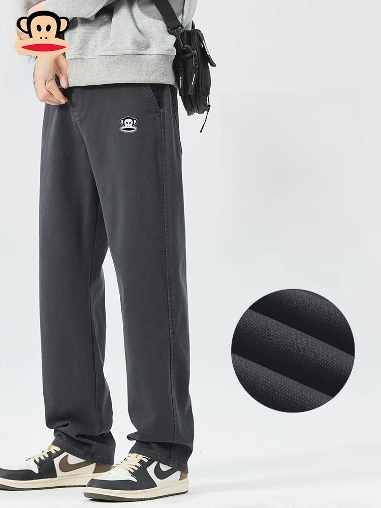 

PaulFrank Men's Loose Straight Leg Jeans Summer New Sle Casual Pants Fabric Large Mouth Monkey Pattern Spring Autumn