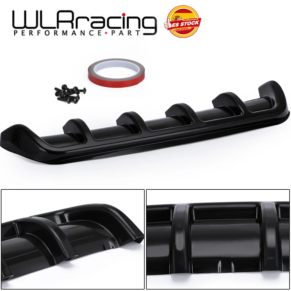 

High Quality Car Spoiler Chassis Fin Shark Fin Type Bending Insert Rear Bumper Lip Diffuser Universal ABS Shark Diffuser Black