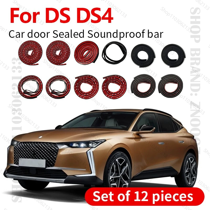 

For 2010-2018 DS DS4 Car Door Seal Strip Rubber Double Layer Sealing Protector Soundproof Strip Dustproof Seal Strip 12PCS Set