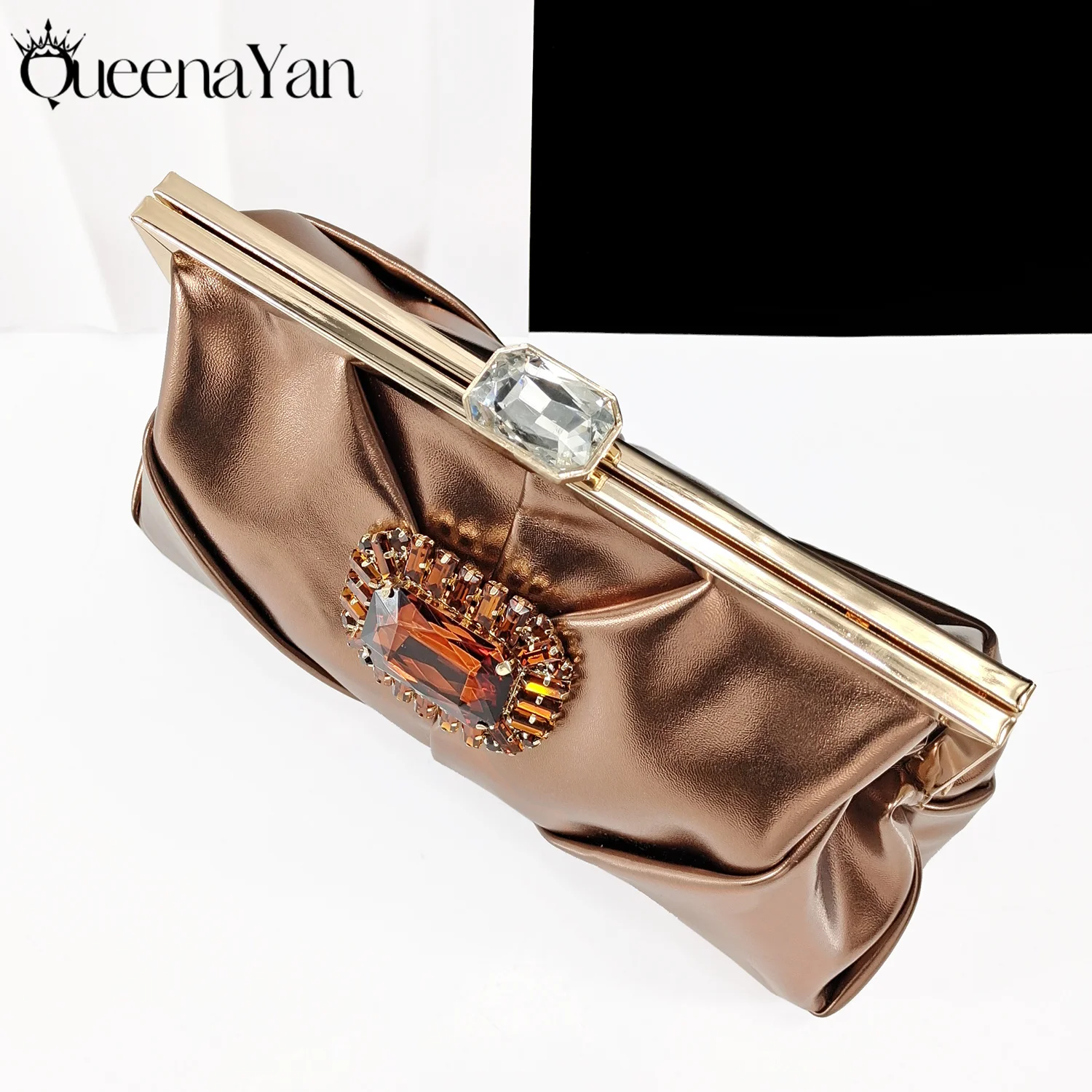Queena Yan High-end Matching! Elegant Women\'s Shoes and Bag Shiny Big Rhinestone Wedding OL Luxury Fashion Shoes Good Quality
