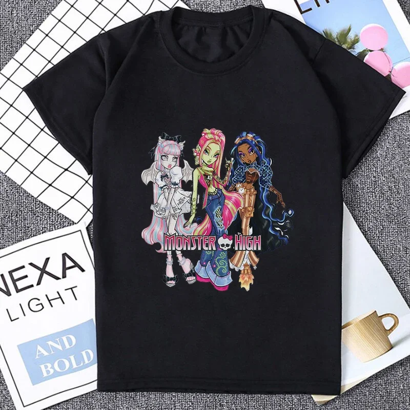 Vintage Funny Cartoon Printed Women T-shirt Monster High Graphic T Shirt Hip Hop Streetwear Hipster Party Tshirt Harajuku Tees