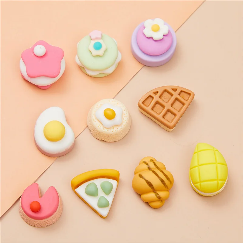 10Pcs Simulation Food And Play Resin DIY Shoes Hat Icebox Barrette Mobile Phone Case Scrapbook Cream Glue Flat Back Resin