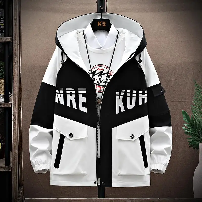 

Spring Autumn Fashion Workwear Jacket Multi-functional Hooded Zipper Long-sleeved Loose Polyester Fiber Youth Clothing