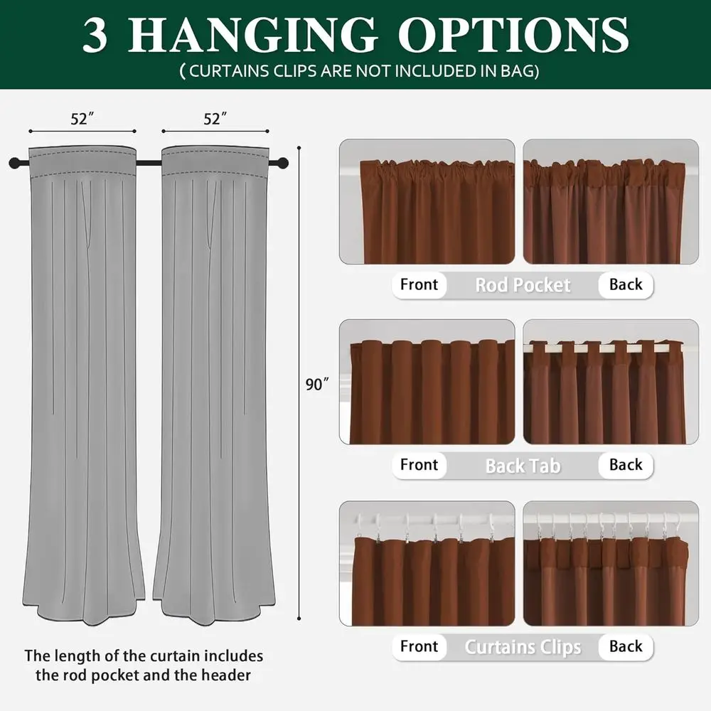 Velvet 90 Curtains Set - Terracotta Copper, Rust Red, Autumn Decor for Home