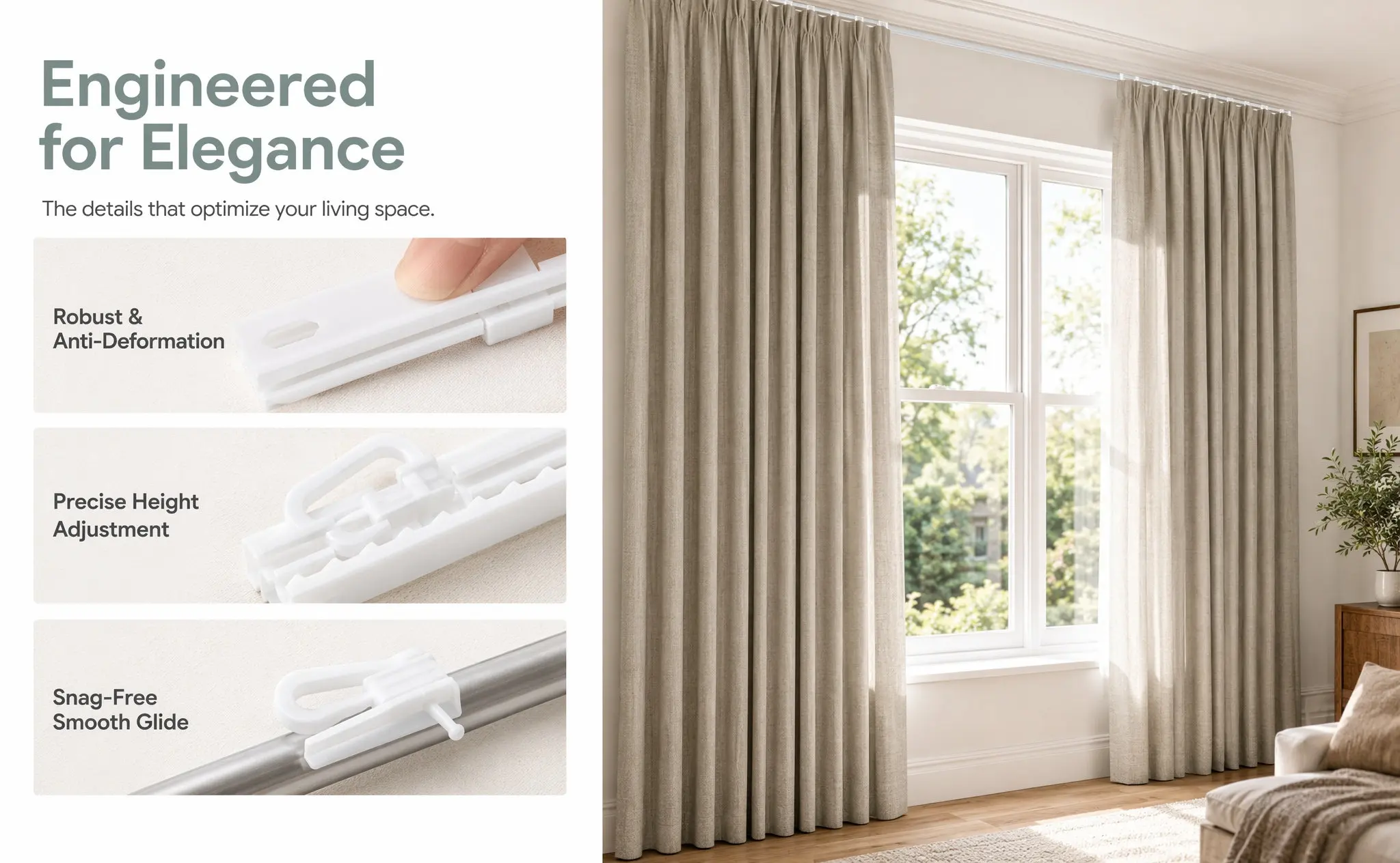 35 Pcs Curtain Tape Clips Shower Hooks Locking Header Pin Adjust Pinch Pleat Pleated Window Drapery