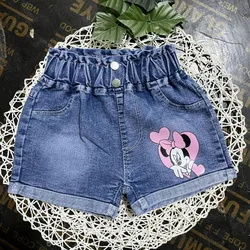 Summer Baby Girl Denim Shorts Kids New Fashion Mickey Mouse Casual Short Jeans Children Elastic Waist Cowboy Pants K822