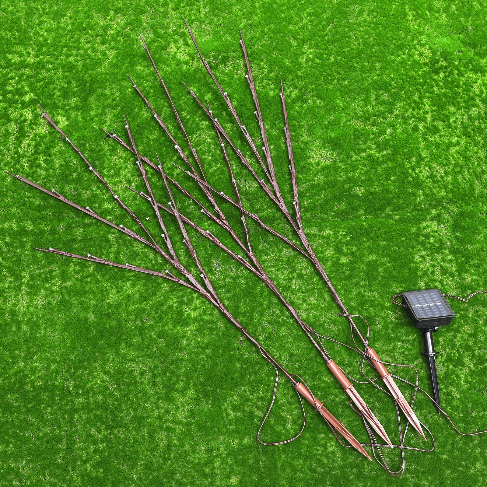 

60 светодиодных светильников на солнечных батареях для декоративной подсветки ветвей деревьев, теплый белый свет, для дома, рождественских вечеринок, уличного и садового декора