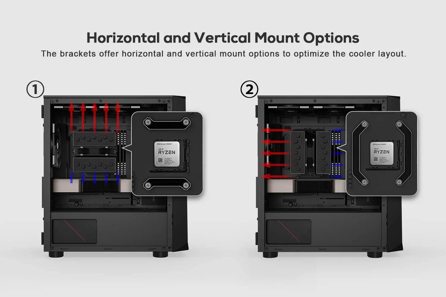ID-COOLING KIT-XT-AMD Suporte AMD para SE-226/ SE-224/ IS-47-XT/ SE-207 Opções de montagem horizontal e vertical