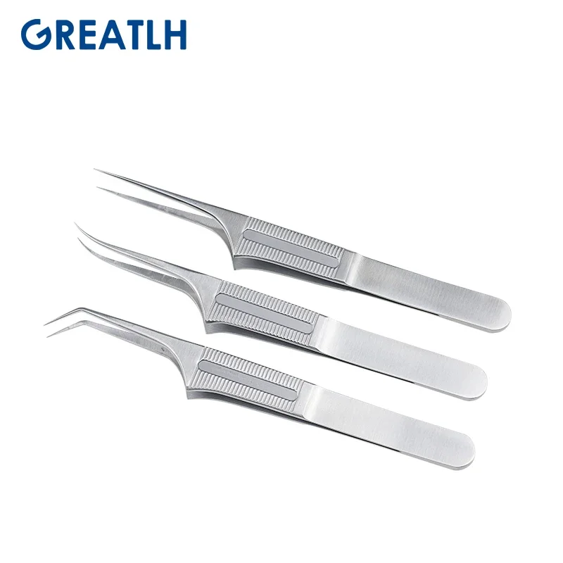 12.5cm Platform Toothless Forceps Straight Cured Angle Forceps Eye Tools Ophthalmic Instruments