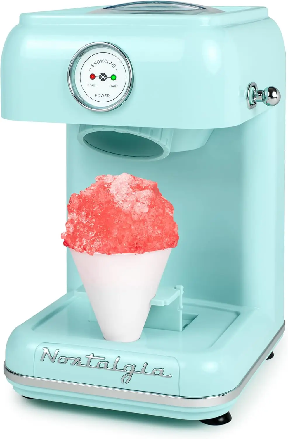 

Snow Cone Shaved Ice Machine - Retro Table-Top Slushie Machine - Includes 1 Reusable Plastic Cup - Aqua