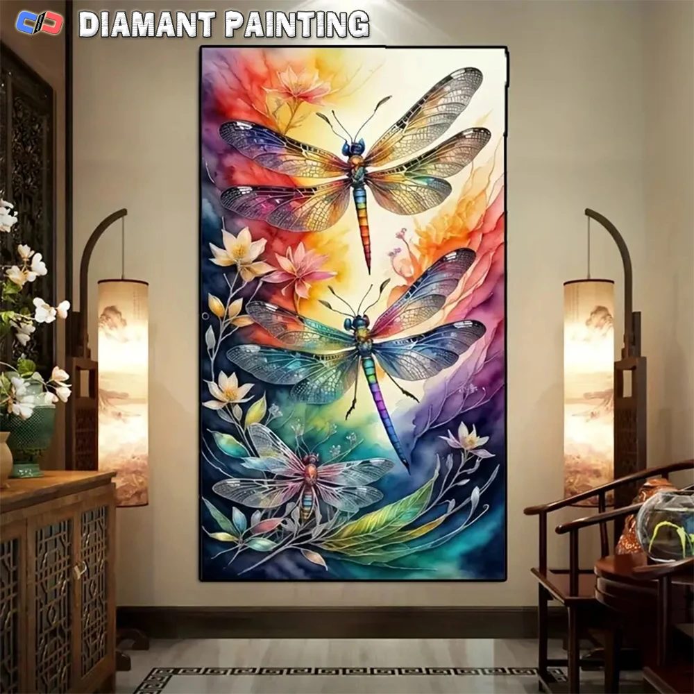 

5D DIY алмазная живопись стрекозы летающие в цвете художественные наборы полная алмазная вышивка мозаика произведения искусства украшение дома подарок