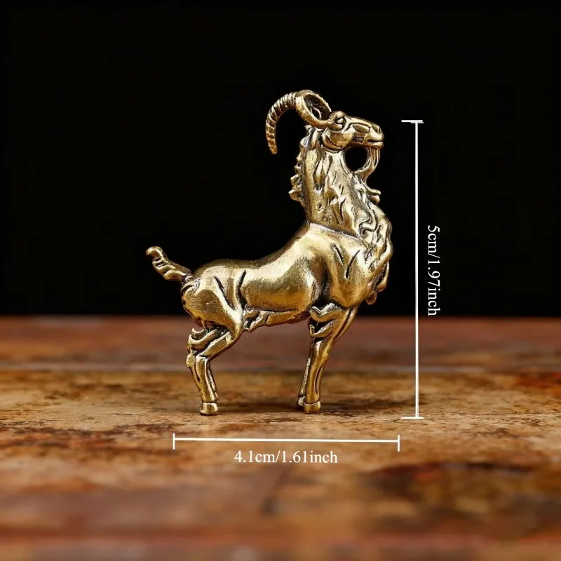 Brass Horned Female Warrior Figurine Vintage Mini Statue Desktop Ornament Art Collectible Tabletop Decoration Gift