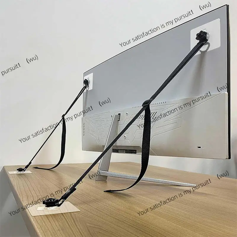 

2 Pack Adjustable TV Safety Straps,No-Drill Adhesive Anti-Tip Furniture Anchors for Baby Proofing,Flat Screens Fix to Wall