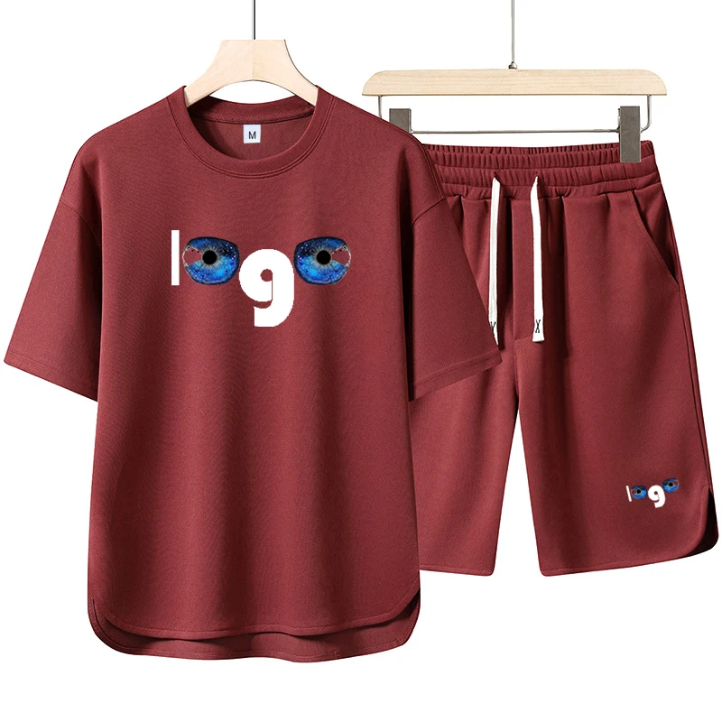 Customized printed T-shirt shorts 2-piece set for men's summer fashion short sleeved sportswear set shorts streetwear T-shirt to