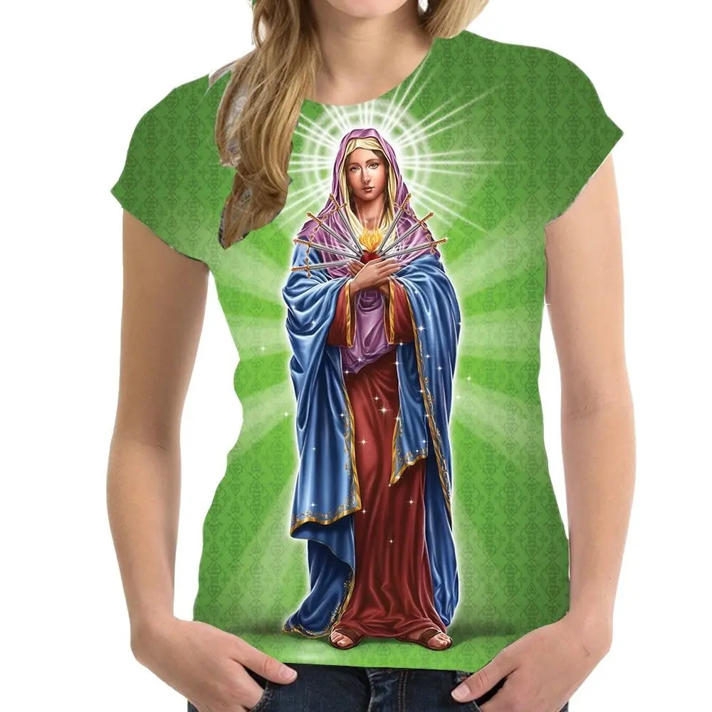 Summer Virgin Mary 3D Print T-shirt Women Man T Shirts Harajuku Streetwear Short Sleeve Tees Unisex Oversized Y2k Tops Clothing