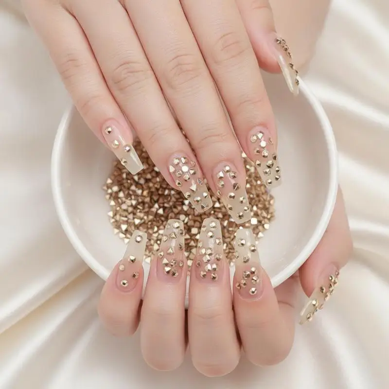 50Pcs Round Nail Art Rhinestones High-Shine Flatback Crystals for Beginner Manicure Practice DIY Decor