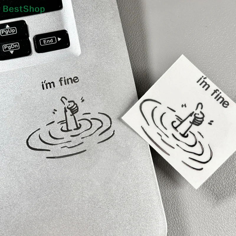 I'M Fine Funny Sarcastic Metal Stickers Laptop Stickers Humorous "I'M Fine" Design Disposable Easy-To-Tear Accessories