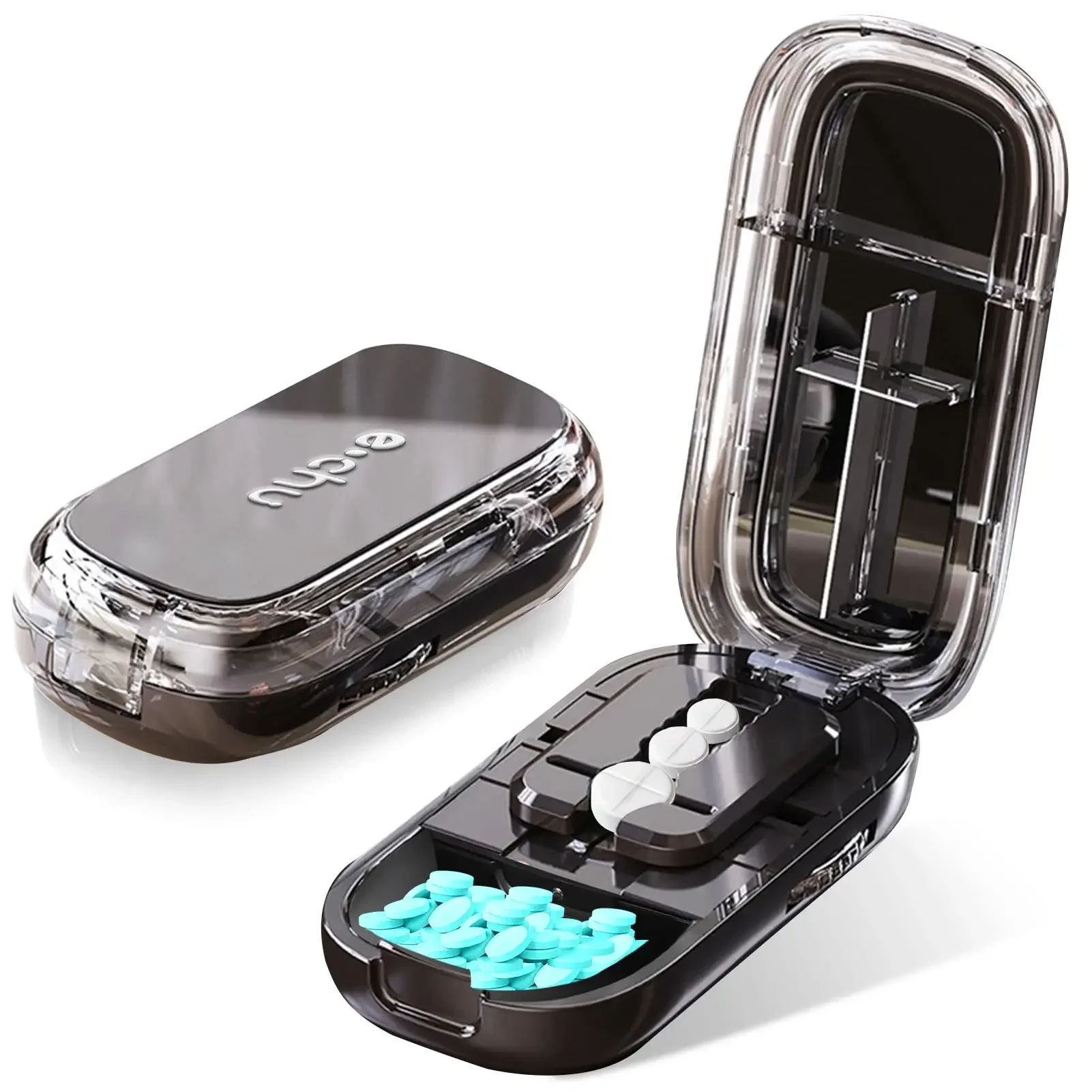 

Чехол для таблеток для здоровья, резак для четверти таблеток, коробка для хранения, портативный медицинский планшет, пылезащитный разделитель для маленьких таблеток и больших