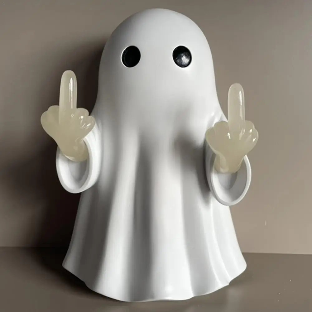 

Middle Finger Cute Ghost StatueWith Light, Ghosts Small Scary Ghost Figurines, Halloween Home Decorations, Coffee Table