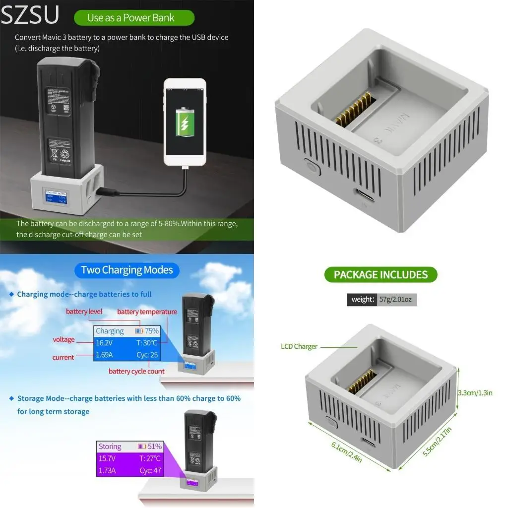 

SZSU Replacement USB for 3/3Pro Battery Faster& Efficient Charging Hubs