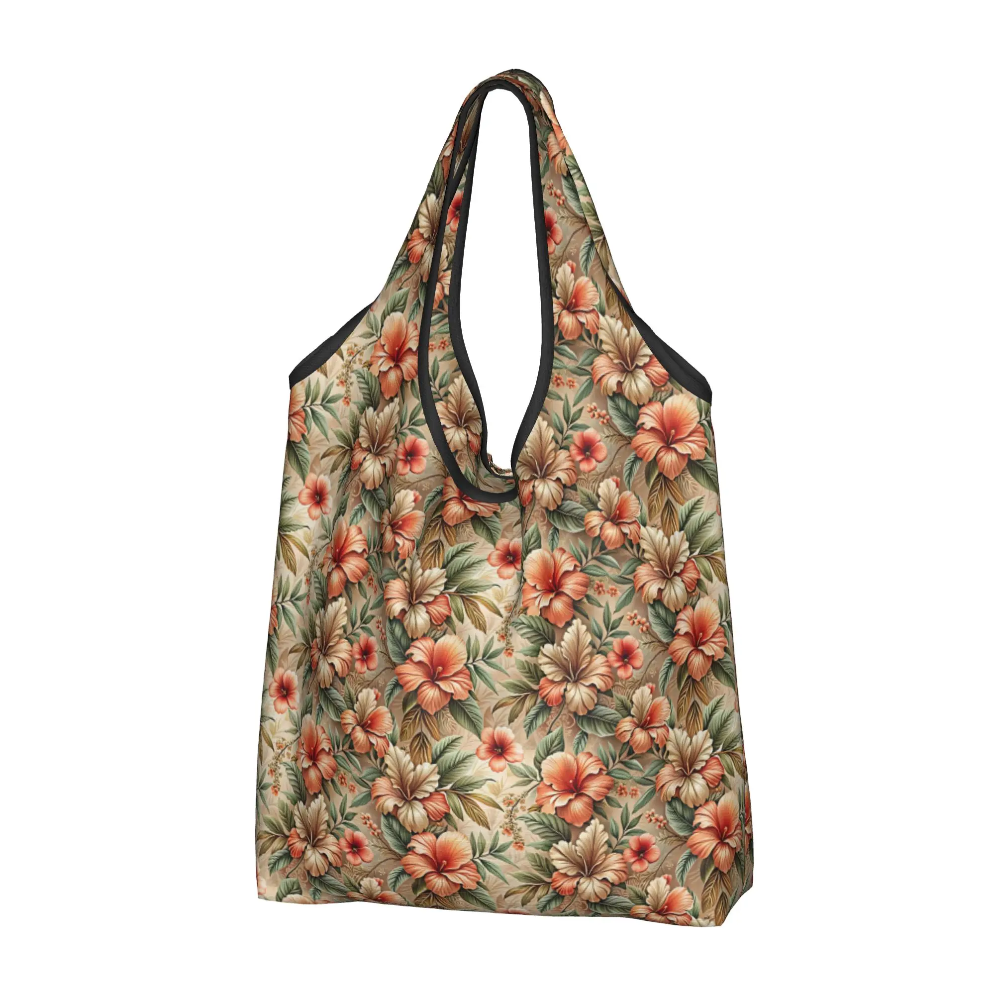 Luxury High 3D Floral Groceries Shopping Bag Funny Shopper Tote Shoulder Bag Large Capacity Fashion Trend 3D Flowers Handbag